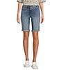 NYDJ Petite Size Briella Stretch Denim Lift Tuck® Mid Rise Roll Cuff Shorts, Color:Barcelona - Image 1