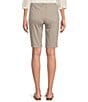 Color:Sand Bar - Image 2 - Petite Size Briella Striped Mid Rise 5-Pocket Stretch Denim Shorts