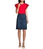 NYDJ Petite Size High Waist Pencil Skirt, Color:Ibiza Blues - Image 3