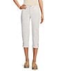 NYDJ Petite Size Marilyn Lift Tuck® Technology Straight Leg Side Button Plackets Hem Crop Jeans, Color:Optic White - Image 1