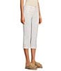 NYDJ Petite Size Marilyn Lift Tuck® Technology Straight Leg Side Button Plackets Hem Crop Jeans, Color:Optic White - Image 3