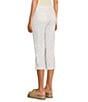 NYDJ Petite Size Marilyn Lift Tuck® Technology Straight Leg Side Button Plackets Hem Crop Jeans, Color:Optic White - Image 4