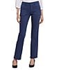 NYDJ Petite Size Marilyn Stretch Denim Utility Pocketed Straight Leg Jeans, Color:Starless - Image 1