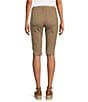 Color:Saddlewood - Image 2 - Petite Size Mid Rise Slim Straight Stretch Denim Bermuda Shorts