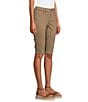 Color:Saddlewood - Image 3 - Petite Size Mid Rise Slim Straight Stretch Denim Bermuda Shorts