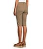 Color:Saddlewood - Image 4 - Petite Size Mid Rise Slim Straight Stretch Denim Bermuda Shorts