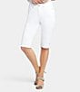 Color:Off White - Image 1 - Petite Size Mid Rise Slim Straight Stretch Denim Bermuda Shorts