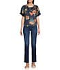 NYDJ Petite Size Sheri Slim Tonal Stitch High Rise Jeans, Color:Jordan - Image 3