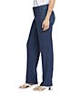 NYDJ Petite Size Solid Marilyn Stretch Linen Blend Straight Leg Pants - Image 3