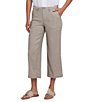 NYDJ Petite Size Stretch Linen Blend High Rise Wide Leg Cargo Capri Pants, Color:Saddlewood - Image 5
