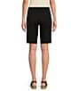 NYDJ Petite Size Stretch Twill Flat Front High Rise Shorts, Color:Black - Image 2