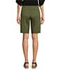 Color:Avocado - Image 2 - Petite Size Stretch Twill Flat Front High Rise Shorts