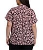 NYDJ Plus Size Becky Printed Point Collar Neck Short Sleeve Shirttail Hem Blouse, Color:Lilla Garden - Image 2