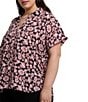 NYDJ Plus Size Becky Printed Point Collar Neck Short Sleeve Shirttail Hem Blouse, Color:Lilla Garden - Image 3