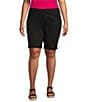 NYDJ Plus Size Briella Rolled Cuff Denim Shorts, Color:Black - Image 1