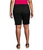 NYDJ Plus Size Briella Rolled Cuff Denim Shorts, Color:Black - Image 2