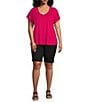 NYDJ Plus Size Briella Rolled Cuff Denim Shorts, Color:Black - Image 3