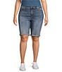 NYDJ Plus Size Briella Stretch Denim Lift Tuck® Mid Rise Roll Cuff Shorts, Color:Barcelona - Image 1