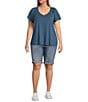 NYDJ Plus Size Briella Stretch Denim Lift Tuck® Mid Rise Roll Cuff Shorts, Color:Barcelona - Image 3