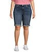 NYDJ Plus Size Briella Stretch Denim Lift Tuck® Mid Rise Roll Cuff Shorts, Color:Valencia - Image 1