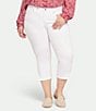 NYDJ Plus Size Chloe Side Slit Hem Capri Denim Jeans, Color:Optic White - Image 1