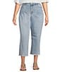 NYDJ Plus Size Coco Stretch Denim Wide Leg Frayed Hem Cropped Jeans, Color:Santiago Sea - Image 1