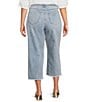 NYDJ Plus Size Coco Stretch Denim Wide Leg Frayed Hem Cropped Jeans, Color:Santiago Sea - Image 2