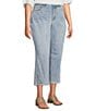 NYDJ Plus Size Coco Stretch Denim Wide Leg Frayed Hem Cropped Jeans, Color:Santiago Sea - Image 3