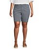 NYDJ Plus Size Ella Malaga Stripe Side Slit Hem Shorts, Color:Malaga Stripe - Image 1