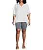 NYDJ Plus Size Ella Malaga Stripe Side Slit Hem Shorts, Color:Malaga Stripe - Image 3