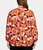 Color:Ginger Vale - Image 2 - Plus Size Floral Print Y-Neck Long Puffed Sleeve Popover Top