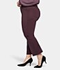 Color:Eggplant - Image 3 - Plus Size Julia Stretch Satin Relaxed Flare Leg Jeans