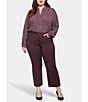 Color:Eggplant - Image 4 - Plus Size Julia Stretch Satin Relaxed Flare Leg Jeans