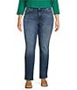 NYDJ Plus Size Stretch Denim Marilyn Straight Leg Jeans, Color:Stunning - Image 1