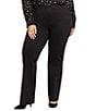 NYDJ Plus Size Pull-On Flared Leg Trousers, Color:Black - Image 1