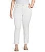 Color:Optic White - Image 1 - Plus Size Sheri Slim Fit Mid Rise Ankle Stretch Denim Jeans