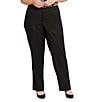 NYDJ Plus Size Solid Marilyn Stretch Linen Blend Straight Leg Pants, Color:Black - Image 1