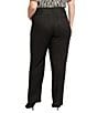 NYDJ Plus Size Solid Marilyn Stretch Linen Blend Straight Leg Pants, Color:Black - Image 2