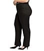 NYDJ Plus Size Solid Marilyn Stretch Linen Blend Straight Leg Pants, Color:Black - Image 3