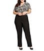 NYDJ Plus Size Solid Marilyn Stretch Linen Blend Straight Leg Pants, Color:Black - Image 4