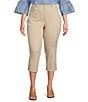 Color:Feather - Image 1 - Plus Size Stretch Denim High Rise Slim-Leg Chloe Capri Jeans
