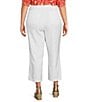 Color:Optic White - Image 2 - Plus Size Stretch Linen Blend High Rise Wide Leg Capri Pants