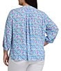NYDJ Plus Size Woven Serafia Split Round V-Neck 3/4 Sleeve Pintuck Blouse, Color:Serafia - Image 2