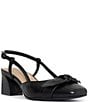 Color:Black - Image 1 - Sallie Croco Embossed Leather Bow Sling Pumps
