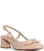Color:Dusty Rose - Image 1 - Sallie Croco Embossed Leather Bow Sling Pumps