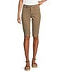 NYDJ Side Slit Hem Rivet Bike Stretch Denim Bermuda Shorts, Color:Saddlewood - Image 1