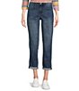 Color:Caliente - Image 1 - Slim Five Pocket Mid Rise Rolled Hem Girlfriend Jeans