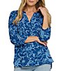 NYDJ Split Round Neck 3/4 Sleeves Pintuck Blouse - Image 1