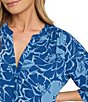 NYDJ Split Round Neck 3/4 Sleeves Pintuck Blouse - Image 3