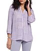 NYDJ Split Round Neck 3/4 Sleeves Pintuck Blouse - Image 1